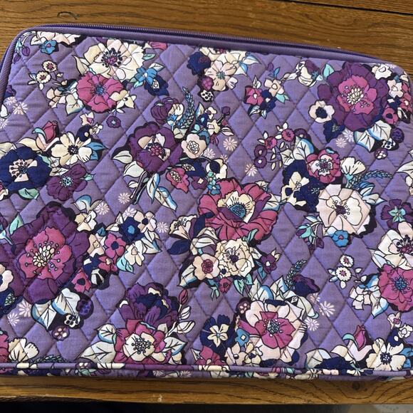 Vera Bradley Laptop Sleeve 15" Quilted Purple, Enchanted Garden - Picture 3 of 4